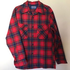 Pendleton Mens Red Plaid wool LS Shirt Size S